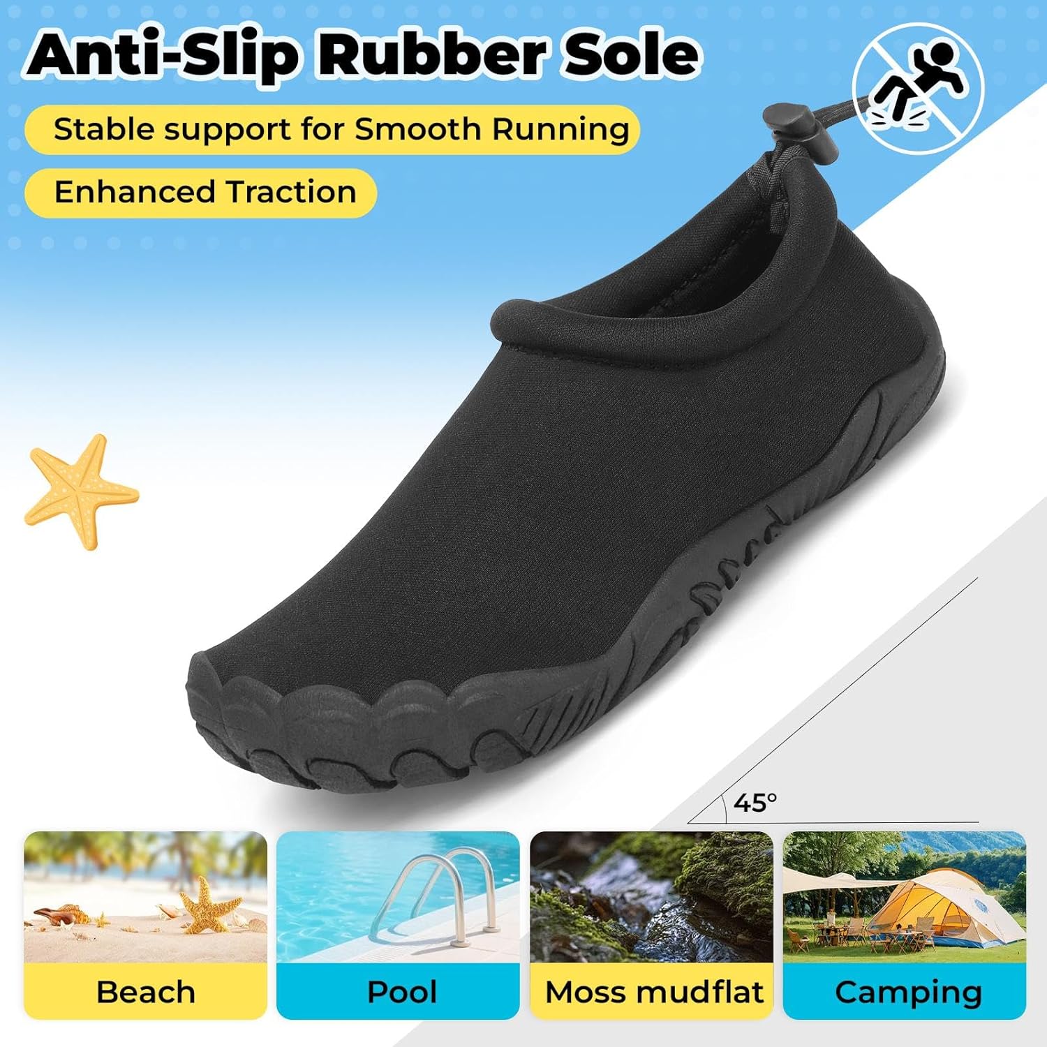 Mishansha Kids Water Shoes Quick-Dry Wide Toe Box Non-Slip Barefoot Shoes Beach Pool Swim Shoes - Image 8