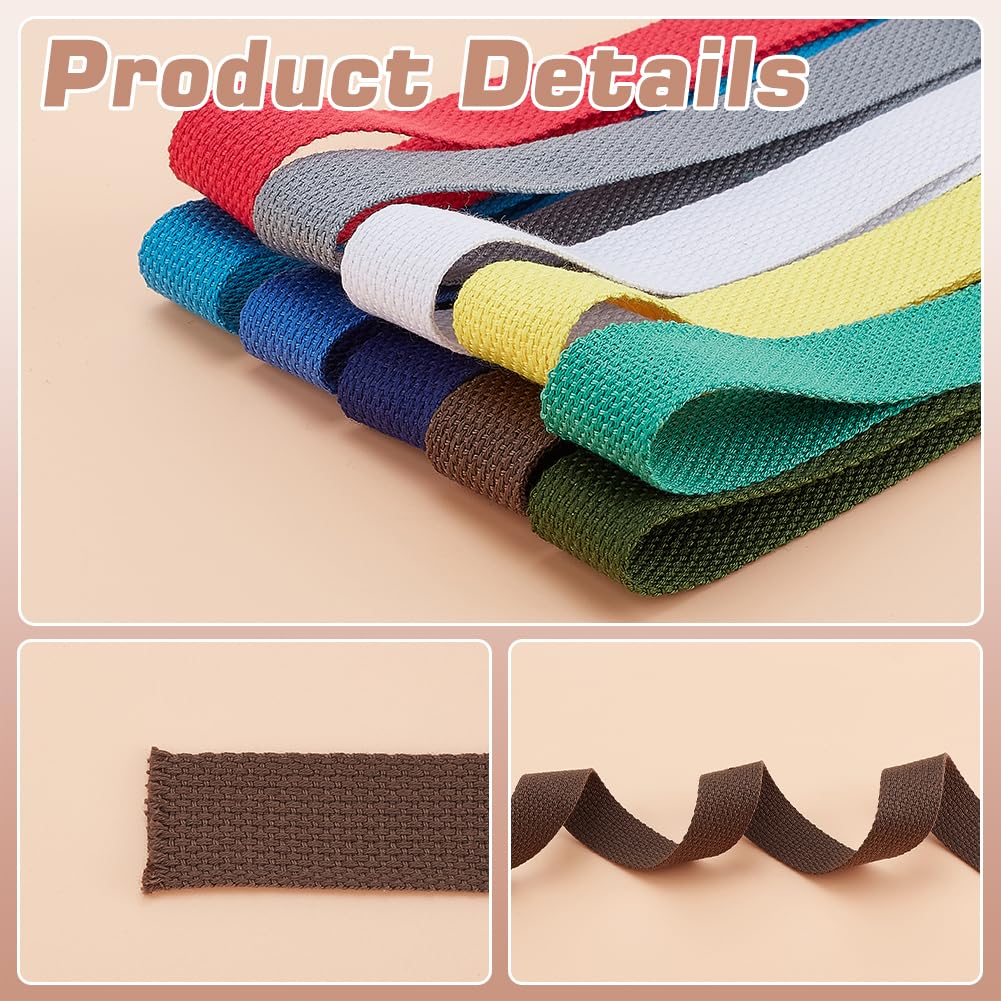 PH PandaHall 18m 6 Colors Cotton Webbing Straps 3.8cm Wide Woven Straps Cotton Ribbon Bag Strap Webbing Tote Bags Leash Straps For Bags Making Sewing