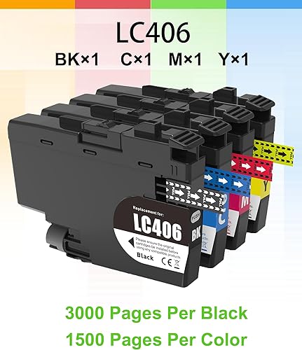 Miniatura 3 de Green Toner Supply (BCYM, 4 unidades) LC 406 Compatible LC406 Cartucho de tinta LC 406XL Reemplazo para Brother MFC-J4335DW MFC J4345DW J4535DW