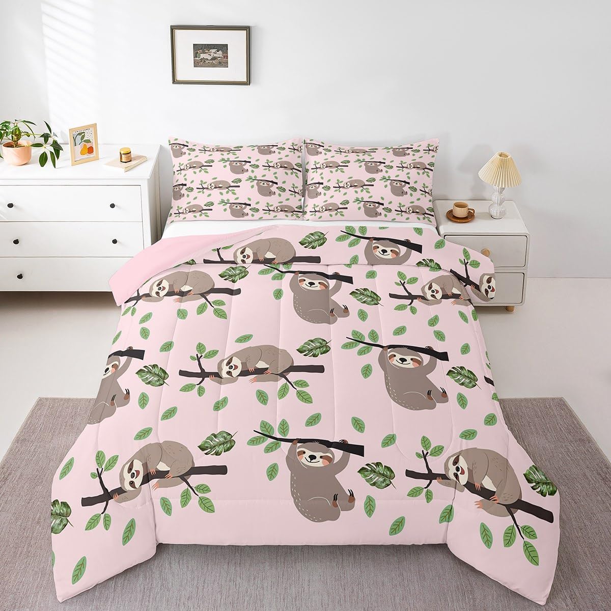 Horse Bedding Sets Toddler Size, Botanical Floral Comforter Set for Kids Adults, Western Cowgirl Bedding Comforter Sets Aesthetic Country Bed Set, Horse Decor for Girls Room (Pink Reversible)