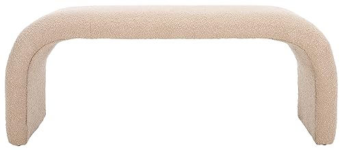 Home Collection – Tenko Tan Boucle Curved Upholstered Accent Bench,