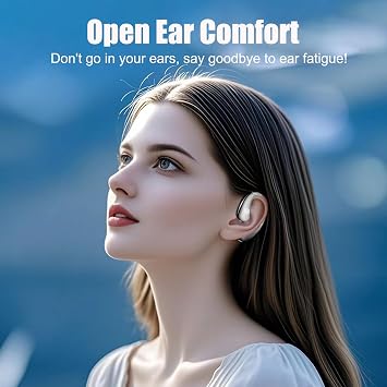 Open Ear Headphones Open Ear Earbuds Wireless Bluetooth 5.3 Over The Ear Earbuds Lightweight Design Snug Fit Built-In Mic 48H Playtime Ultra-Comfort Bone Conduction Earbuds for Running Workouts Wite