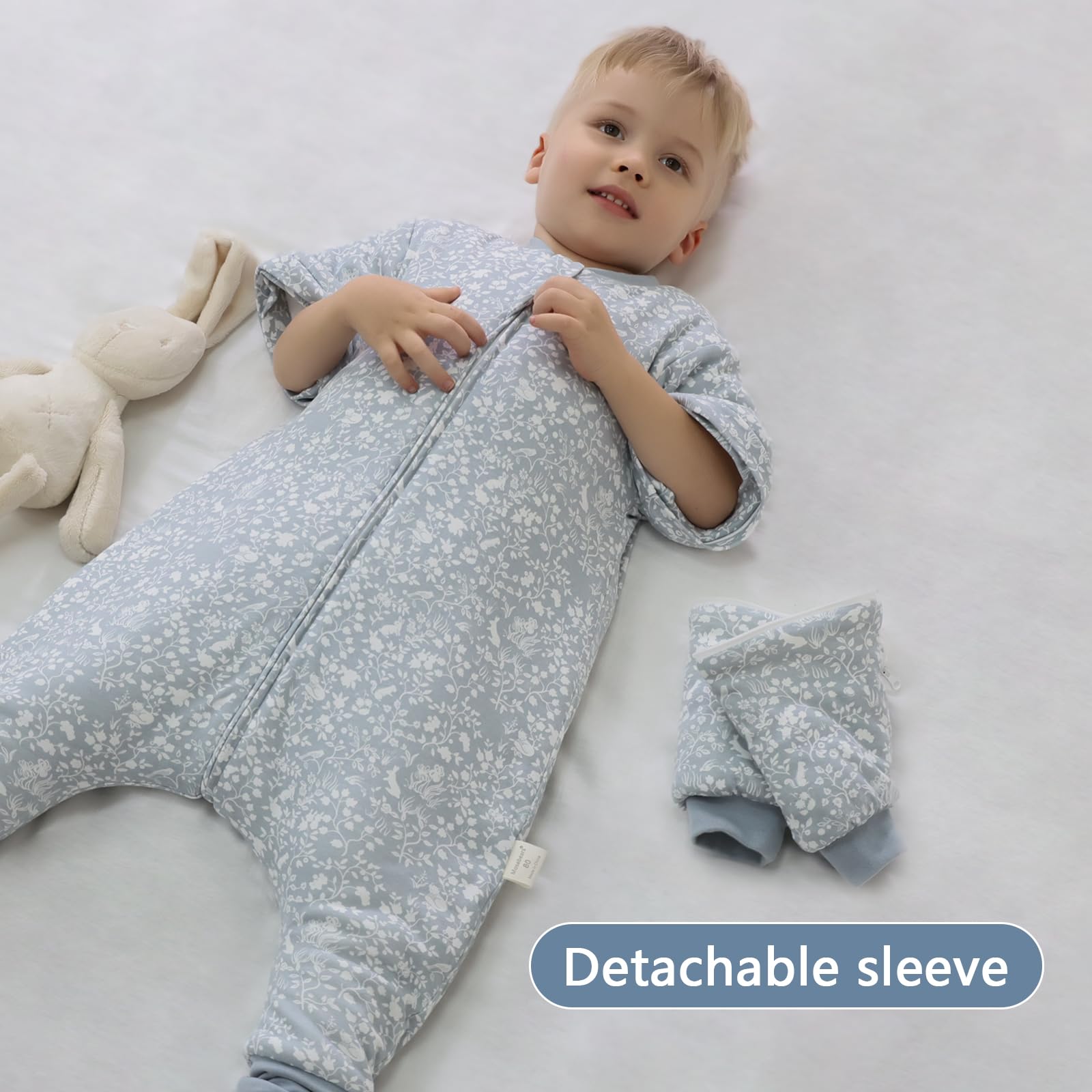 Mosebears Sacco nanna per bambino con gambe Sacco nanna per bambini foderato in caldo invernale con maniche staccabili, pigiama unisex per bambina