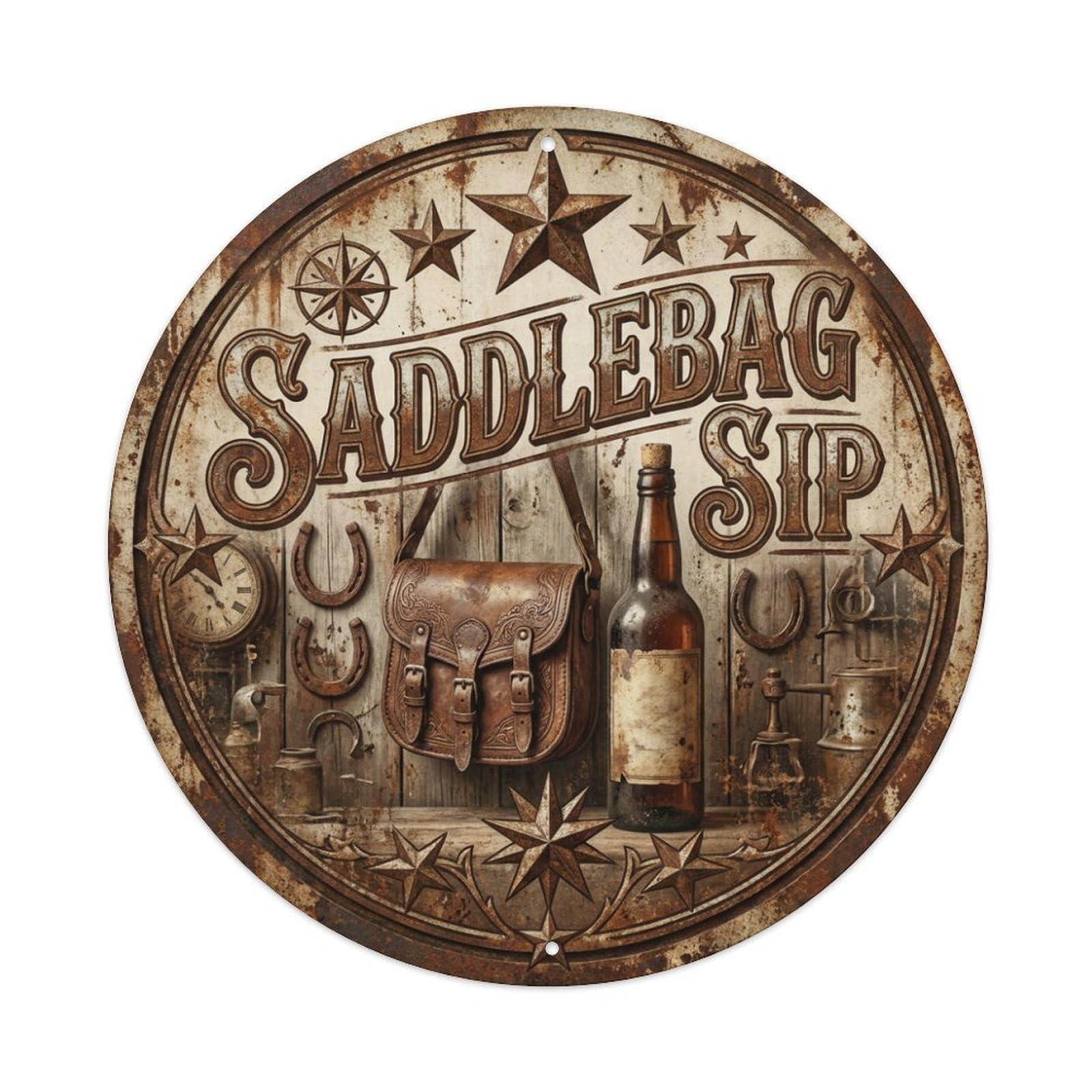 Vintage Beer Western Cowboy Saddlebag Sip Retro Bar for Pub Metal Tin Sign