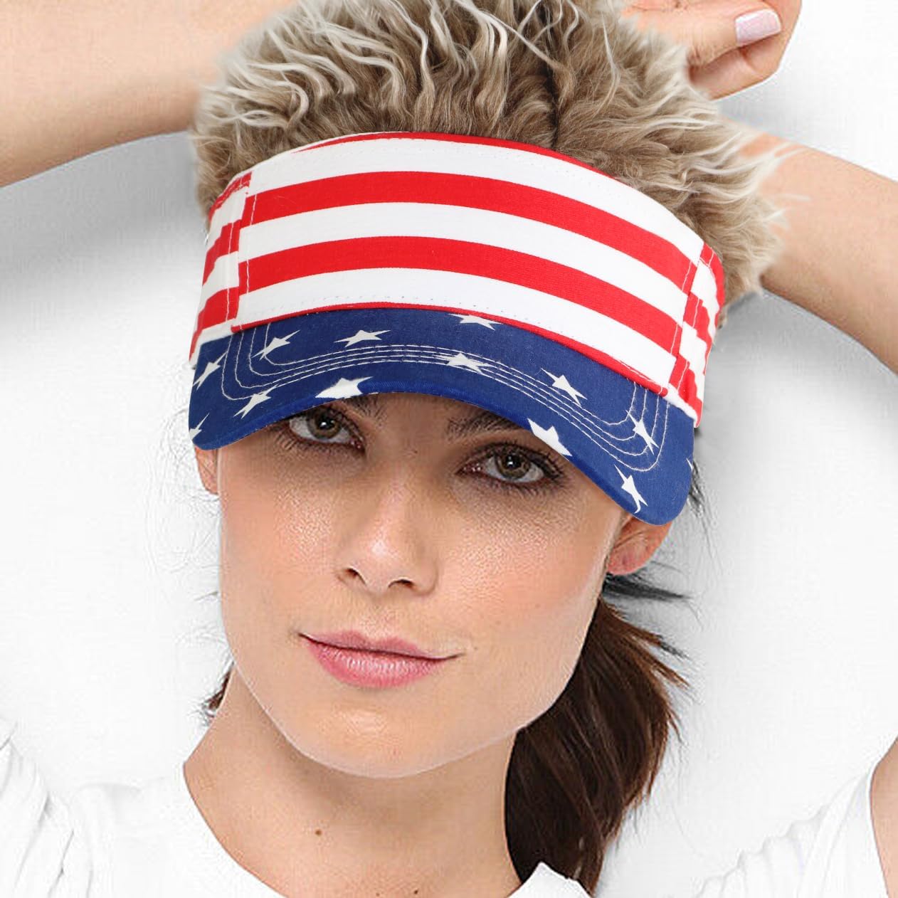 Mens Visor Hats with Spiked Wig Novelty Adjustable Baseball Golf Cap with Fake Hair - Image 3