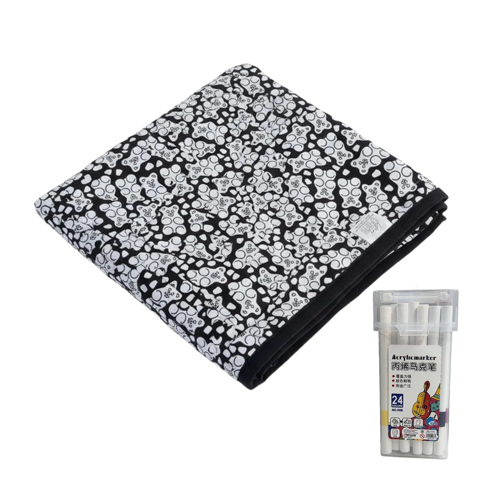 Ozzyr DIY Coloring Blanket with 24 Marker Pen Creative(C)