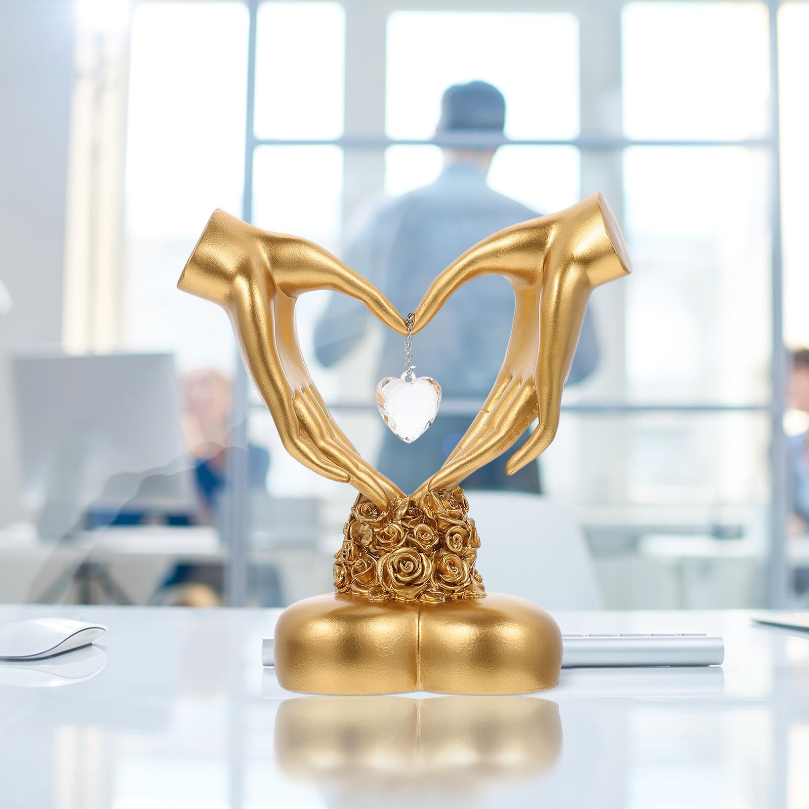 NUOBESTY Herzfigur Harz Hochzeit Statue mit Anti Rutsch Basis Leichte Tischdekoration für Valentinstag Jubiläumsgeschenk und Wohnkultur
