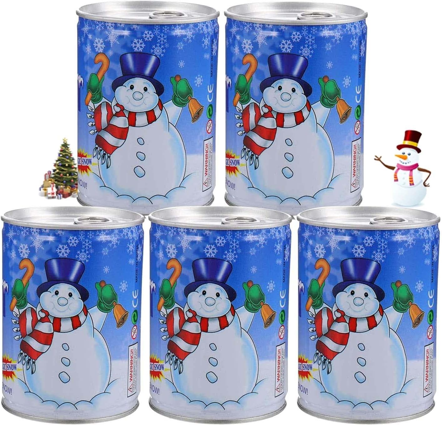 Instant Snow, Fake Snow Fluffy Artificial Festival Decoration Man-Made Magic Artificial Cans Winter Crafts Play Cloud Slime Festival Decoration DIY Gift, 5 Set