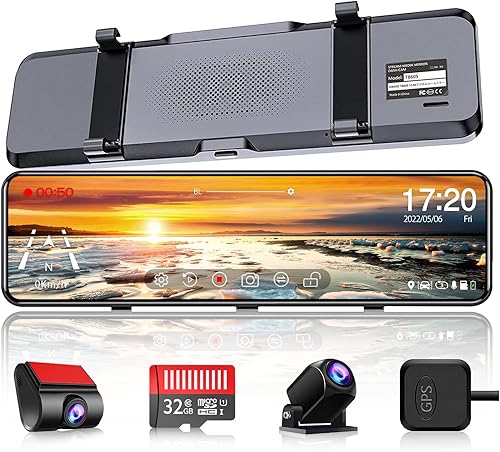 JOMISE Cámara de espejo con cámara dual separada cámara de espejo frontal y trasero Full HD 1080P cámaras de respaldo para automóviles y camiones