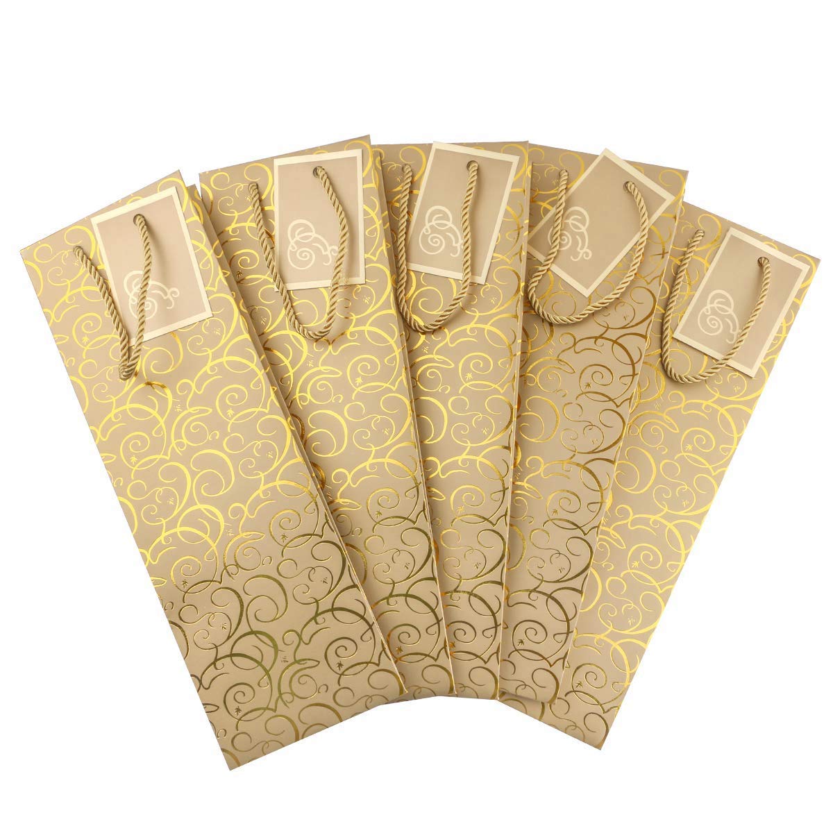 JPORSHU 10 Pack Wine Paper Bag,Wine Bottle Bags Bulk Reusable Gift Tote Bag Holds 2 Bottles Of Wine,Kraft Paper Wine Bags With Handles,for Wedding Bottle Whiskey Spirits Party (Kraft Paper, 10 10 thumbnail image