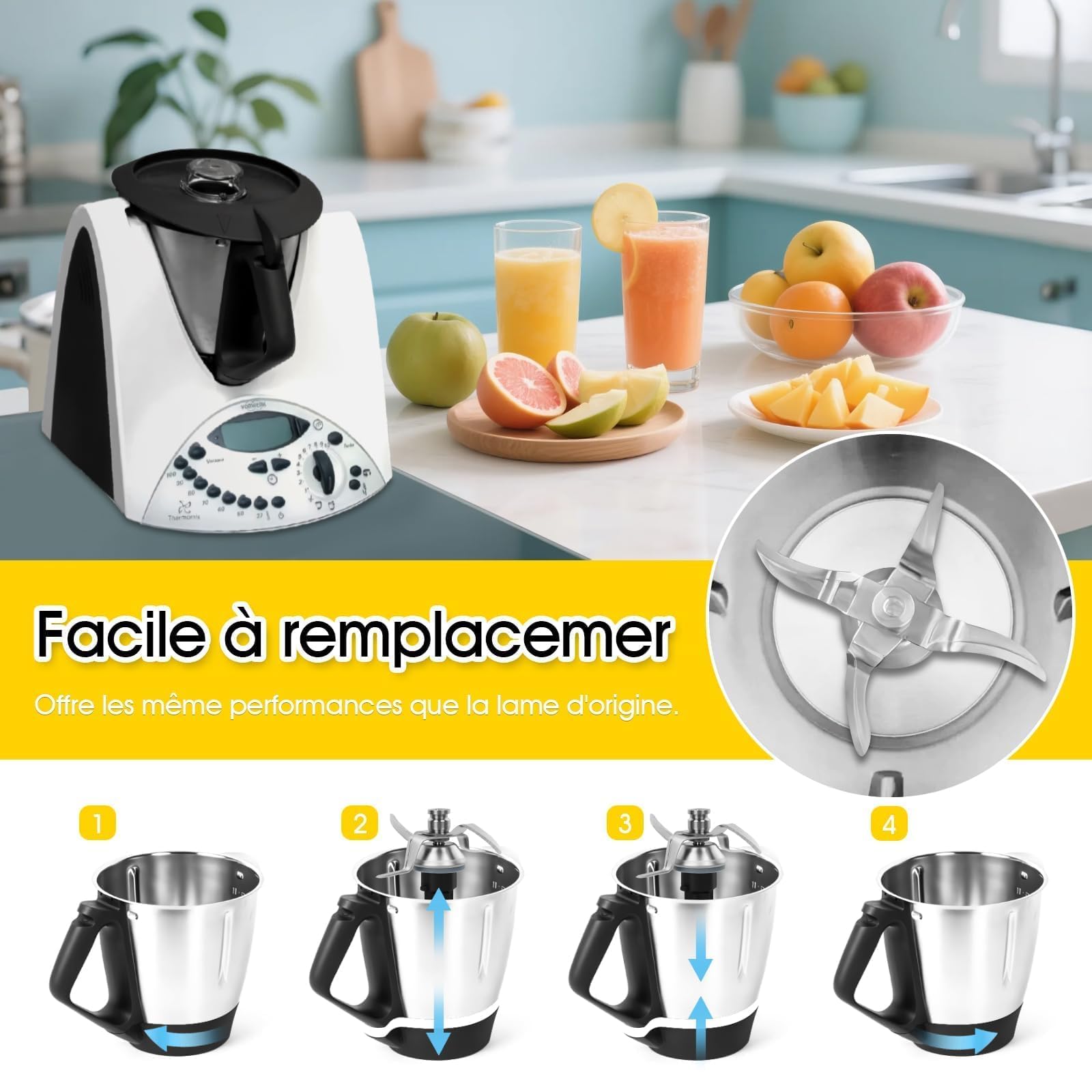 Coltello Lama per Bimby TM31 Vorwerk Thermomix Inox Accessorio di Ricambio Robot Cucina in Acciaio