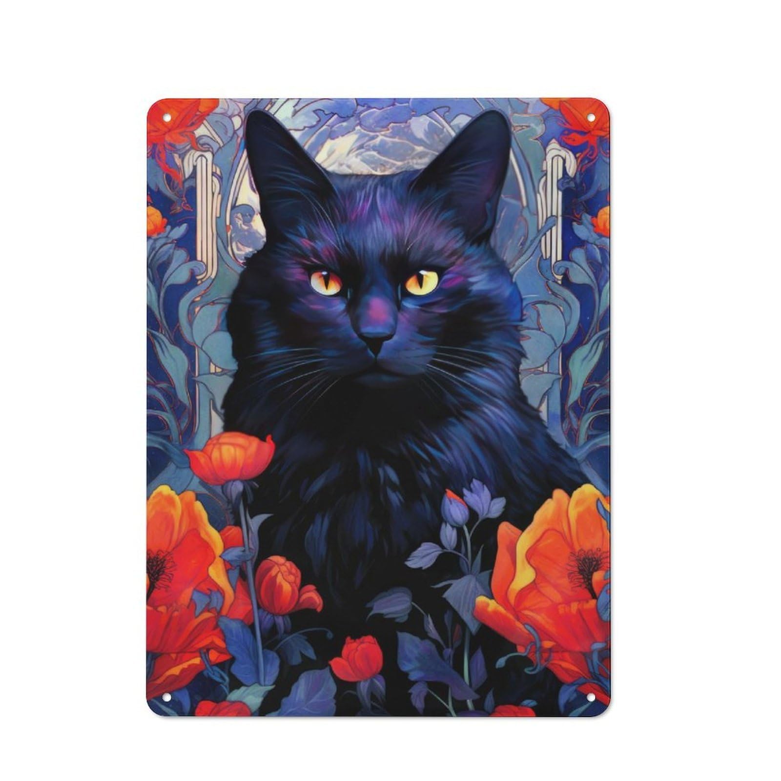 Elegant Cat Understated Metal Wall Decor 40x30cm, Decorative Metal Sign for Workspace, Cafe, Shop Or Desk Area