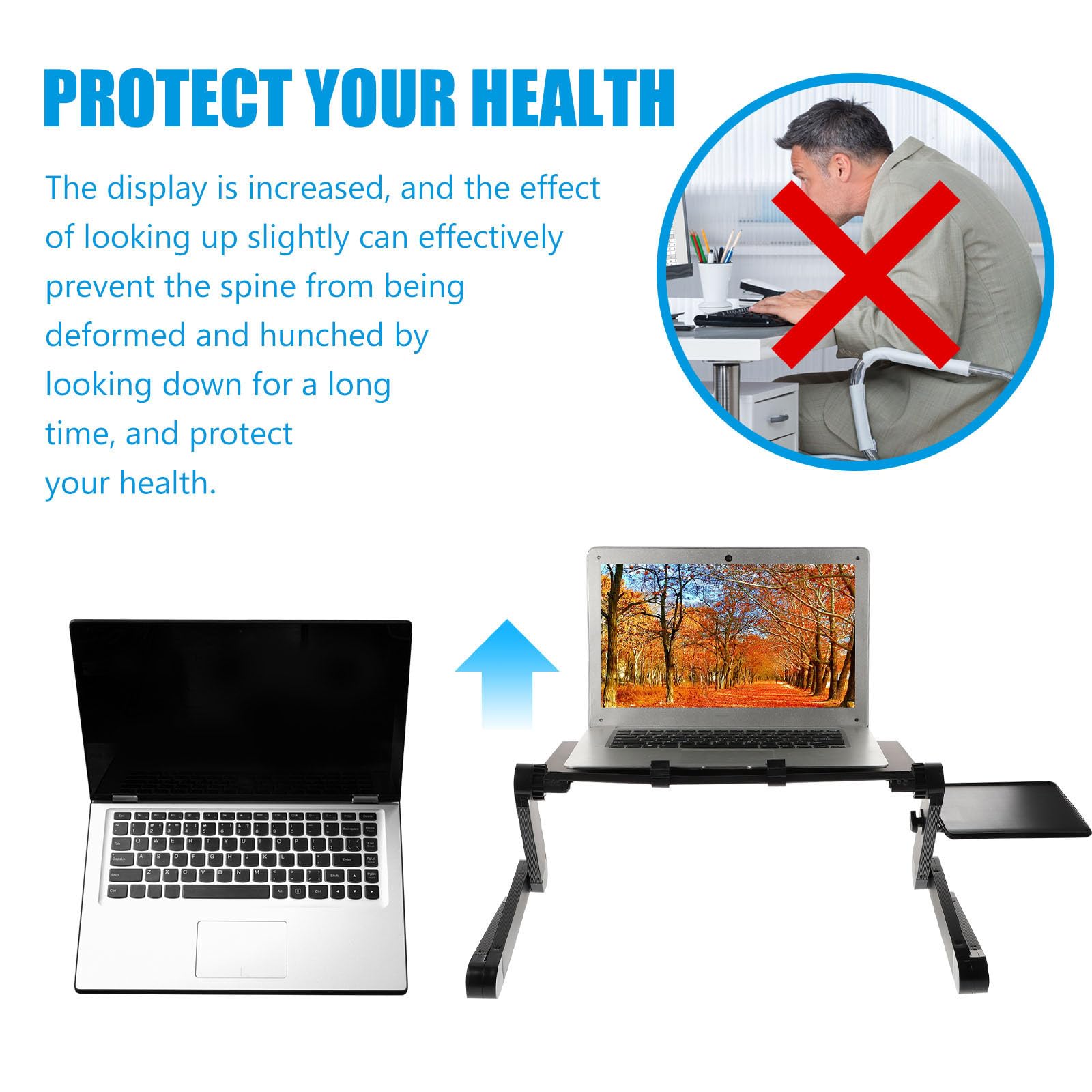 Mipcase Soporte Ordenador Portátil Multifuncional de Aleación de Aluminio con Ventiladores de Refrigeración Plegable para Laptop Soporte Práctico y Ajustable para PC para Vídeo