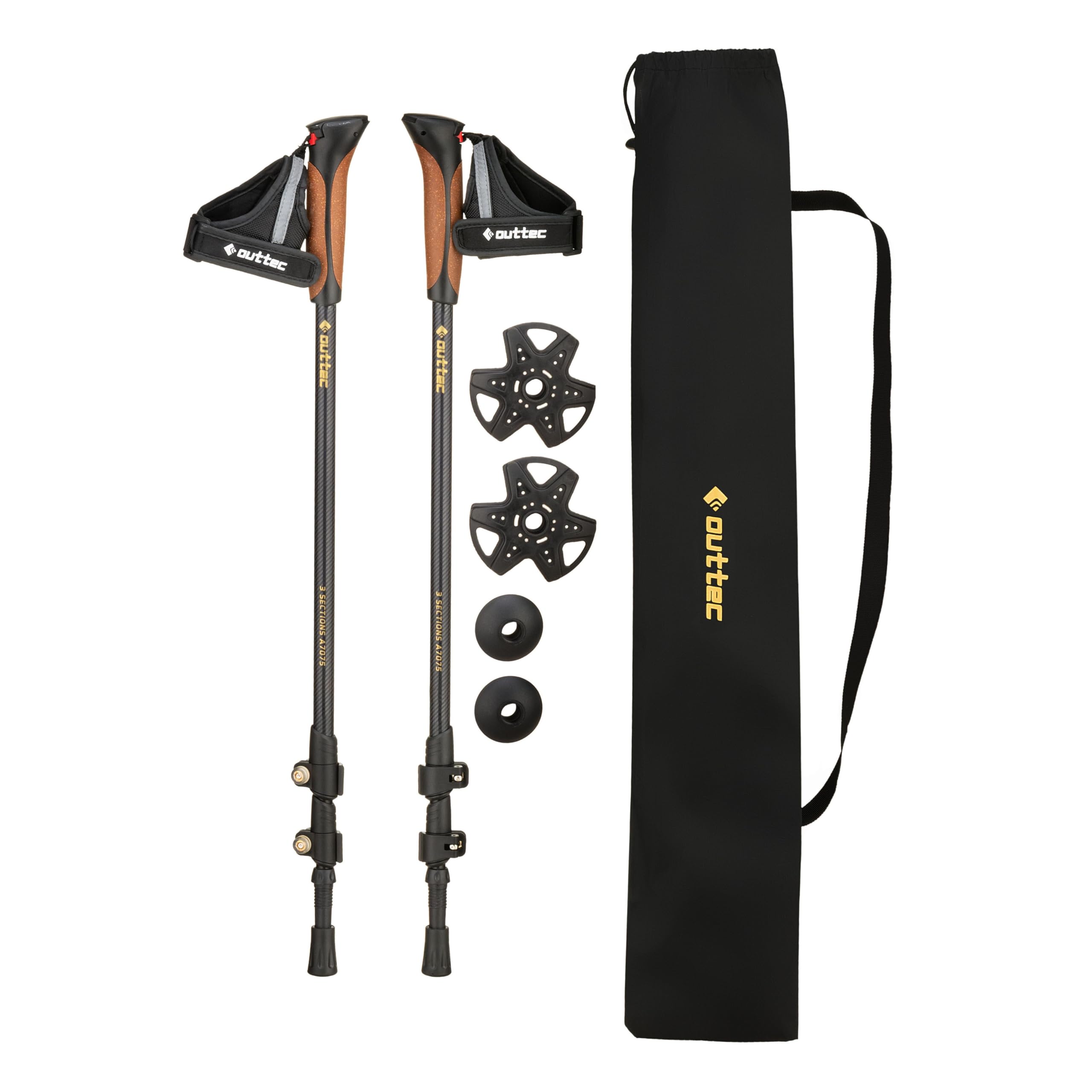 Bâtons de randonnée, bâtons de Marche Nordique - 60-135 cm - Bâtons de Trekking ultralégers pour Femmes et Hommes - Randonnée, Trekking