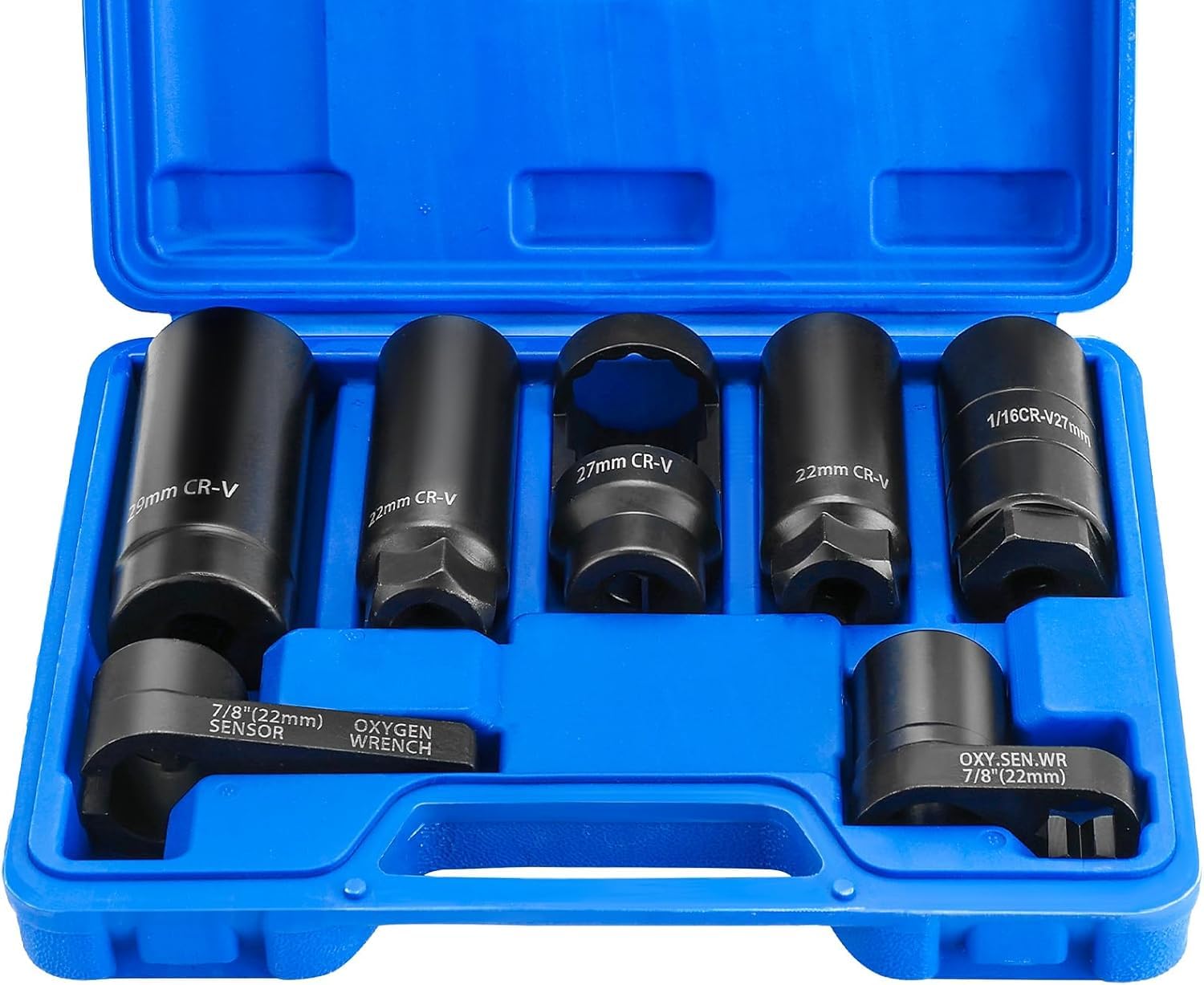 DASBET 7PCS O2 Oxygen Sensor & Oil Pressure Sending Unit Master Sensor Socket Set Oil Pressure Sending Unit Removal Kit O2 Sensor Socket Set 3/8 inch & 1/2 inch Drive