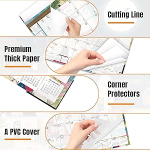 Gannyfer Desk Calendar 2026, 18-Month Large Desk Calendar, Use Now Until March 2027, 22" x 17" Desktop Pad Calendar, with Notes Section, Thick Paper, Large Grid Layout (6 Stickers Included)
