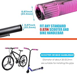 Scooter Grips - Mixed Color MTB & BMX Handlebar Grips | 145mm Soft Grips for Pro Stunt Kick Scooter, Mountain Bike