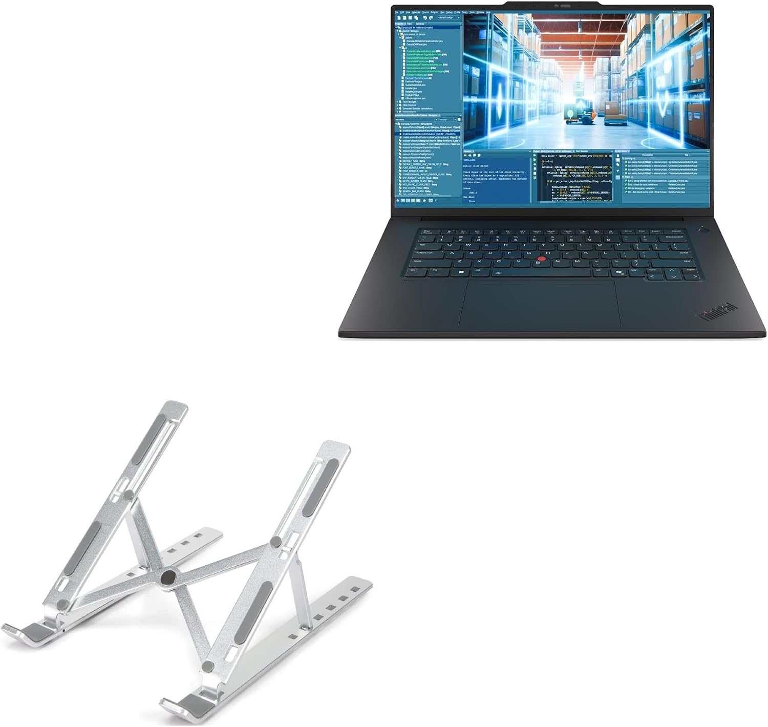 BoxWave Stand and Mount Compatible with Lenovo ThinkPad P1 Gen 8 Intel Mobile Workstation (16 in) - Compact QuickSwitch Stand, Portable Multi Angle Viewing Foldable Riser - Metallic Silver