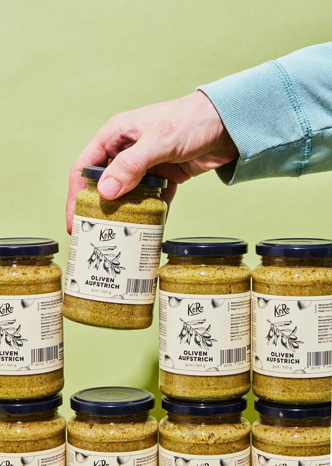 KoRo - Oliven Aufstrich grün 12x 350 g - mit hochwertigem Olivenöl - geschmacksintensiv - vegan