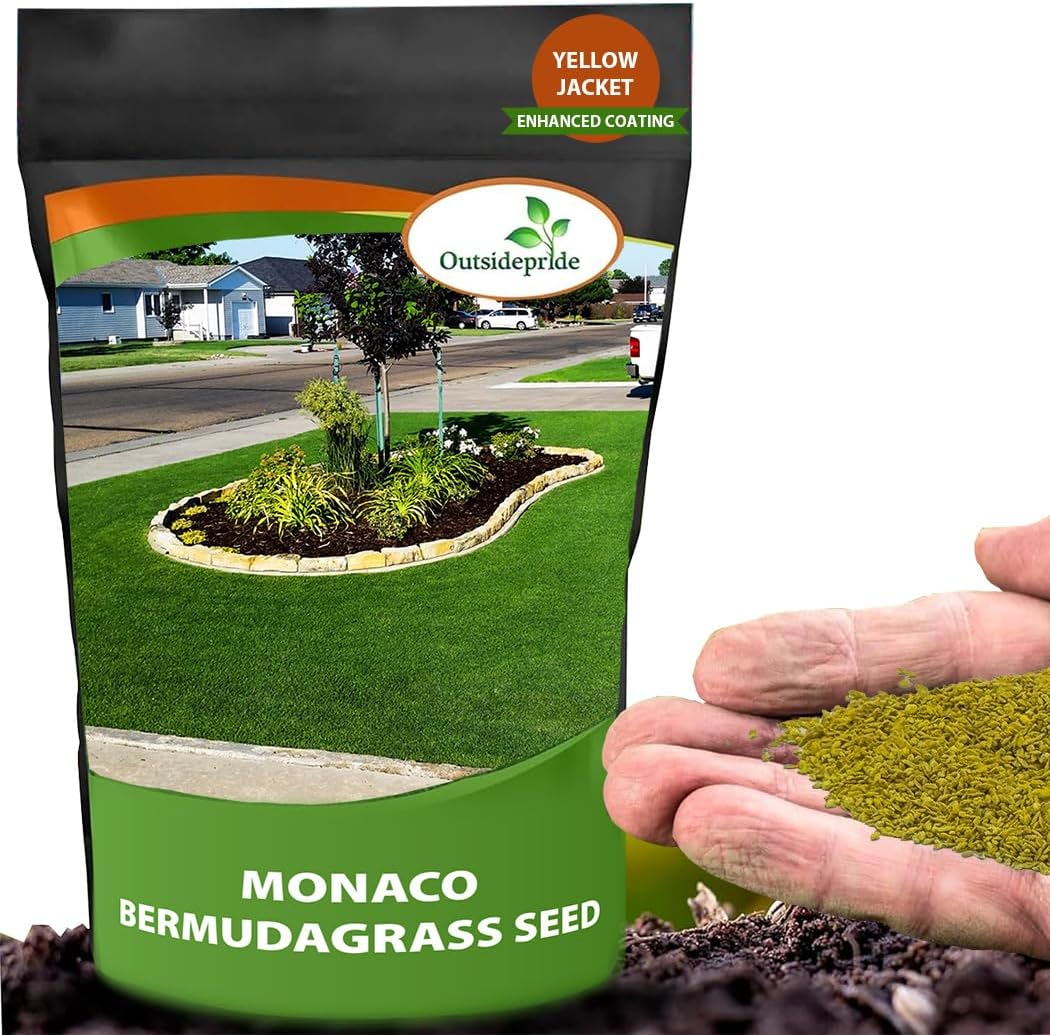 Outsidepride Monaco Bermuda Grass Seed - 1 lb. Drought-Tolerant, Dense, Wear-Resistant Turf Grass Seeds for Lawn, Sports Fields, & High-Traffic Areas - Ideal for Warm-Season & Transition Zone Areas