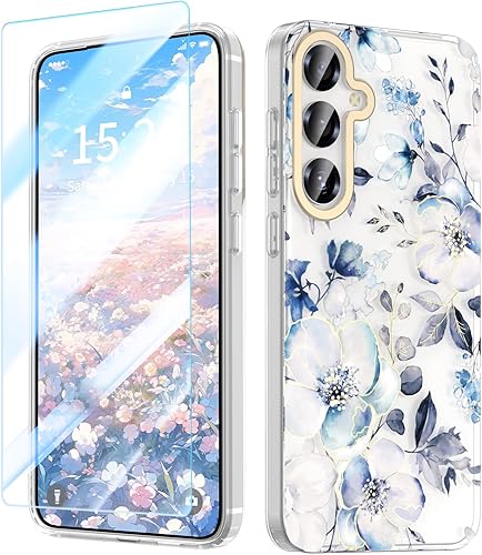 MILPROX Funda para Samsung Galaxy S25 - Cubierta Slim Fit Floral S-25, Elegante Diseño de Flores Femenino, Carcasa Protectora Linda Ultra-Delgada