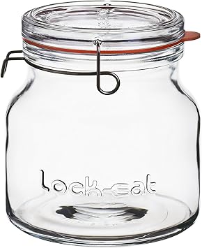 Luigi Bormioli Lock-Eat 3pc Jar Set (Set of 3) : Innovative Glass Lid, Easy to Close, Easy to Open, Dishwasher Safe, Microwave Safe, Canning Safe, Freezer Safe, Stackable Jars