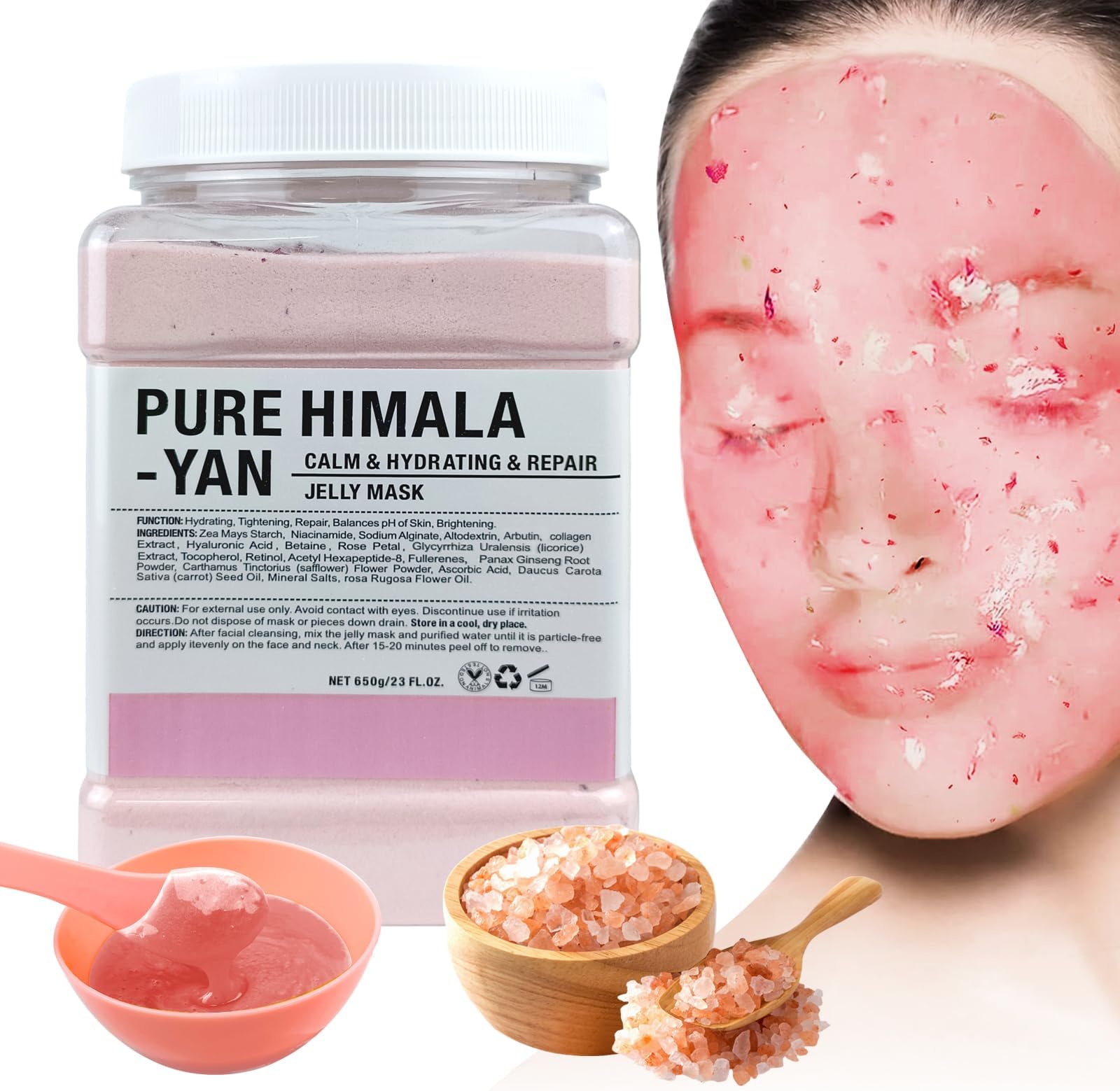 Jelly Mask for Facials Professional, Hydrating & Moisturizing Peel-Off Natural Gel Face Mask SkinCare, Professional Spa Use Jelly Face Masks, Deep Hydration & Glow 23 Fl Oz (Pure Himala Yan)