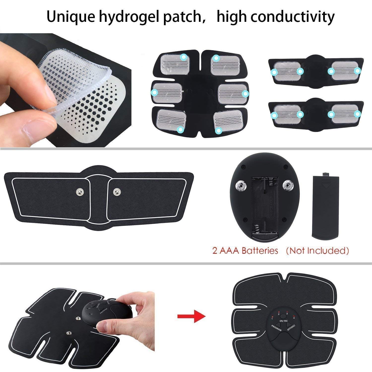 Walberrie ABS smart Stimulator with Stickers Pad for Body Slimming Massager (black) 4