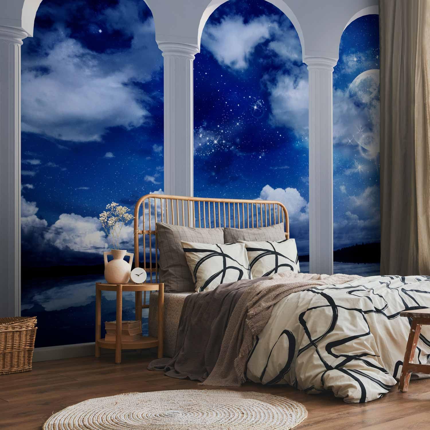 murando - Papier peint panoramique paysage 350x256 cm - Revêtement mural décoration pour chambre salon - Design unique et moderne - Bleu blanc - Nuages espace ciel nuit paysage c-A-0044-a-b