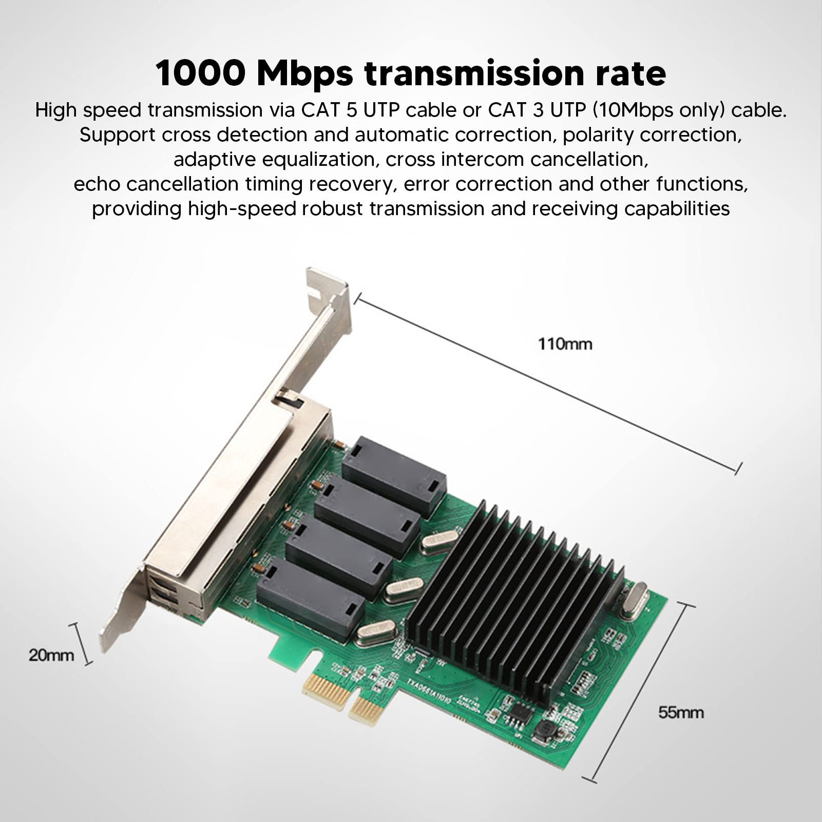 Karta Gigabit Ethernet High Speed ​​10 100 1000Mbps Kontroler NIC do urządzeń Serwerowych, Karta Sieciowa PCIe do Systemu 10 32-/64-bitowego