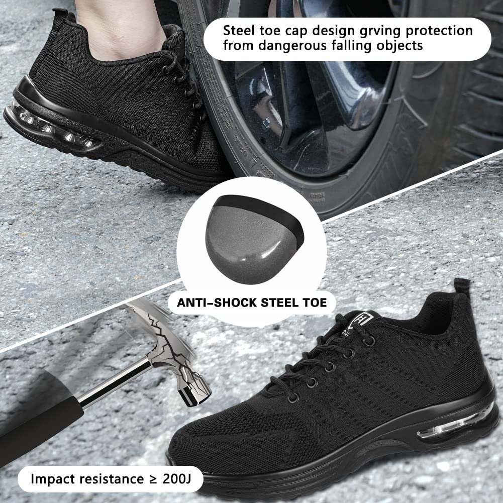 OFFCUP Scarpe Antinfortunistiche Uomo Scarpe da Lavoro Sneaker da Lavoro Punta in Acciaio Leggere Scarpe da Trekking Traspiranti Comode Anti-Smash Anti-Perforazione Traspiranti Antiscivolo