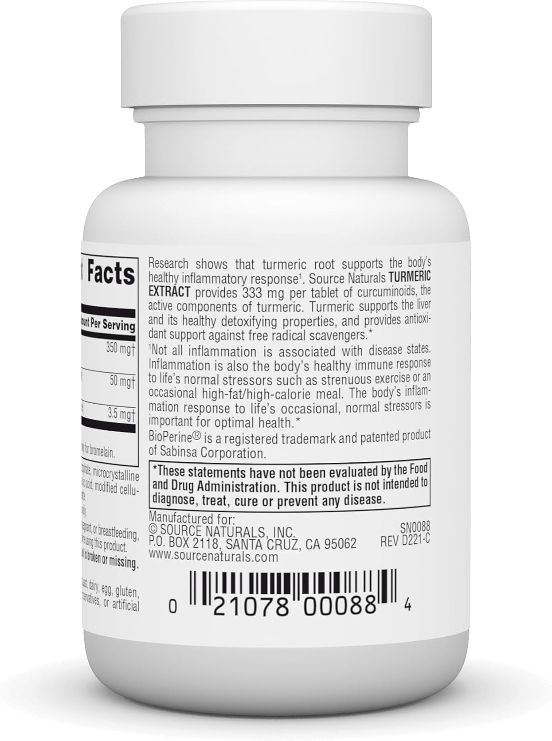 Source Naturals Turmeric Extract - Supports Healthy Inflammatory Response - 50 Tablets - Image 3