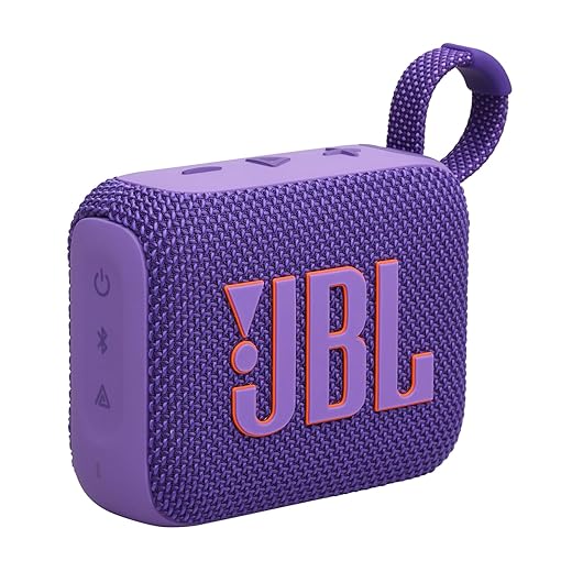 JBL Go 4 - Ultra-Portable, Waterproof and Dustproof Bluetooth Speaker, Big Pro Sound with Punchy bass, 7-Hour Built-in Battery, Made in Part with Recycled Materials (Purple)
