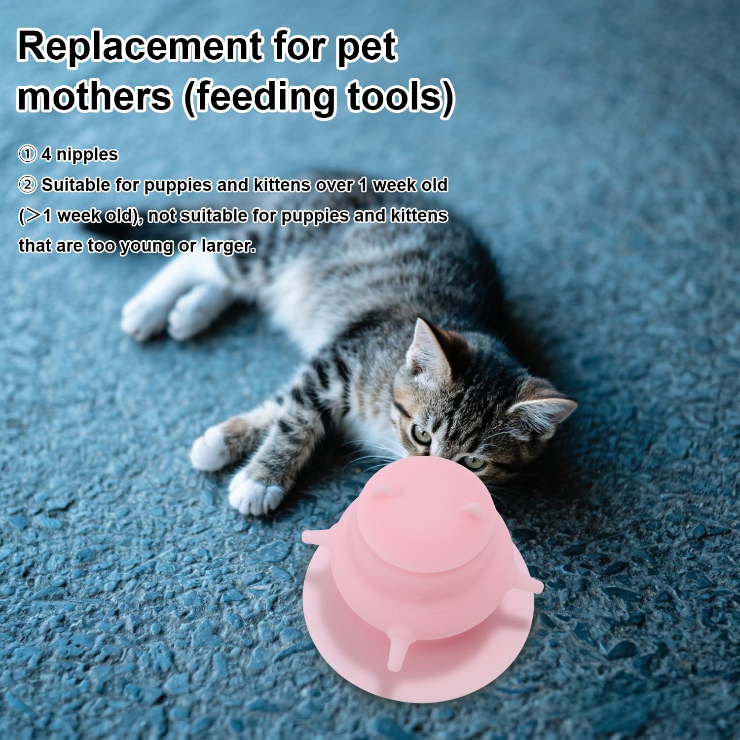 Lyreh Bevitore per Cuccioli con Quattro Tettarelle Finte, Stazione di Alimentazione Latte Cuccioli in Silicone Rosa Biberon a Prova Perdite Stazione di Allattamento per Neonati Cani Gattini