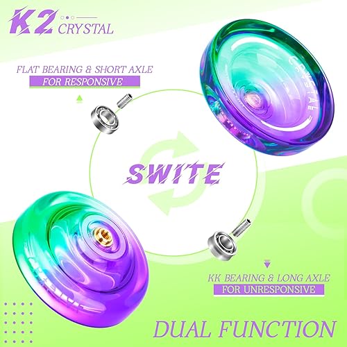 Vista 68 de MAGICYOYO Yoyos de doble propósito, paquete de 2, Yoyo de metal N11 y plástico Yo Yo K2 Crystal White Responsive Yo Yos para niños principiantes