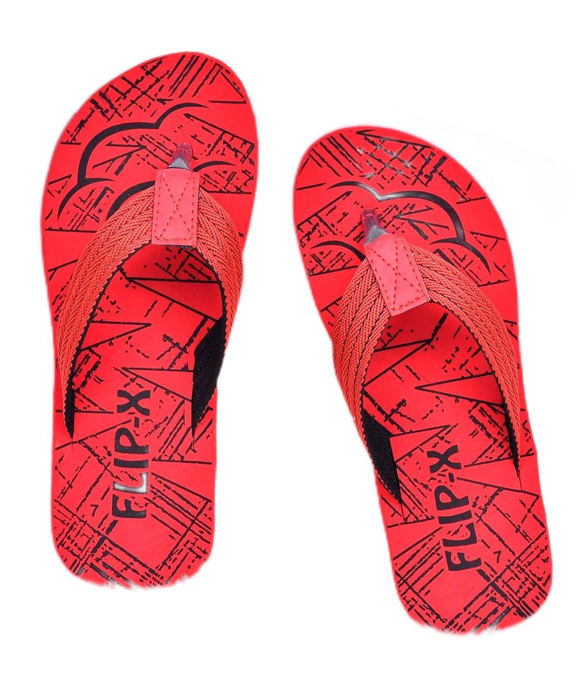 LEACO FlipX Printed Daily Comfort Eco Flipflop/Slippers For Men (Red, numeric_10) (B0BDX8GFYD) Amazon Price History, Amazon Price Tracker