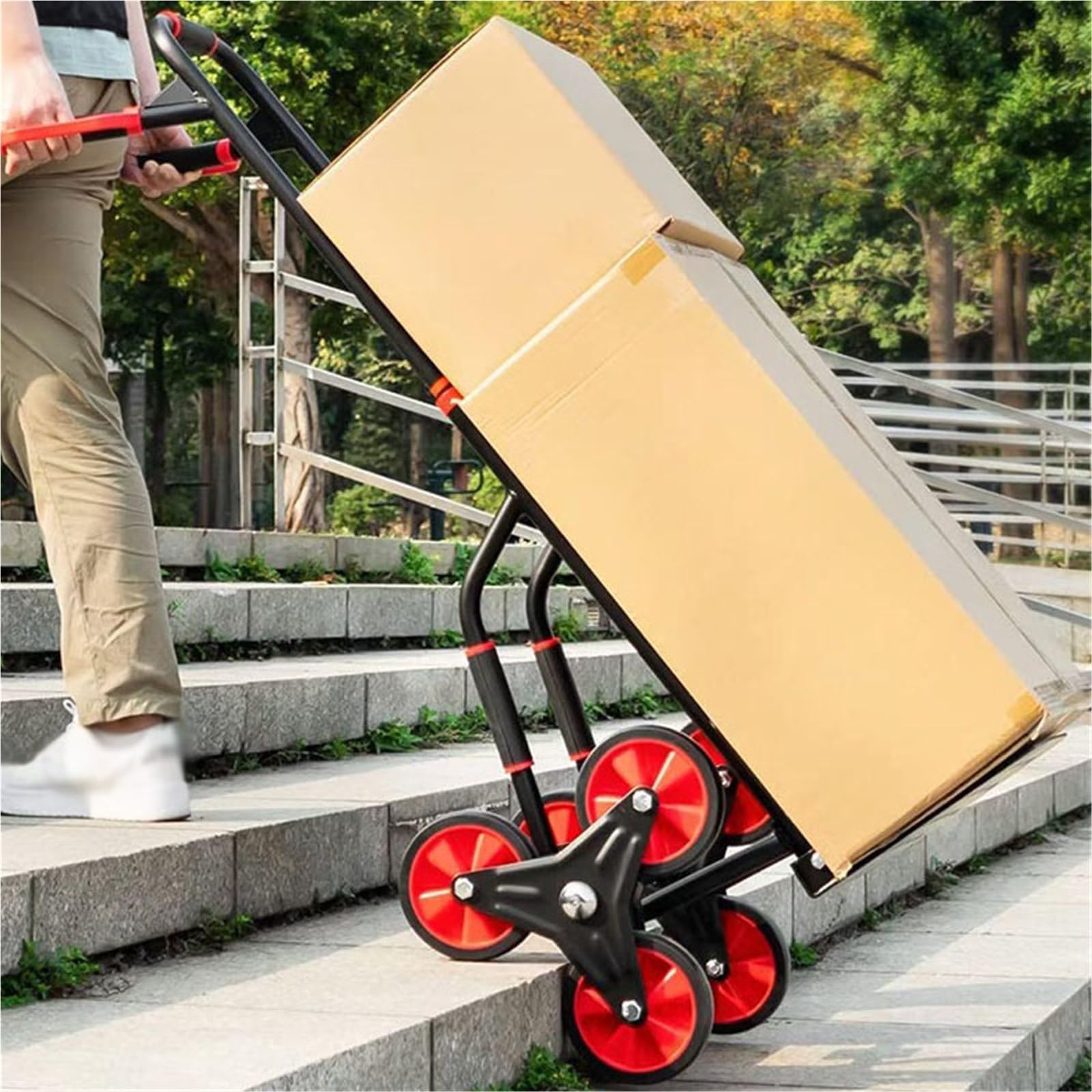 Schwerlast-Klappkarre Zusammenklappbarer Lastenwagen mit Rädern for bequemen Treppensteigen Paletten- und Transport auf Rädern