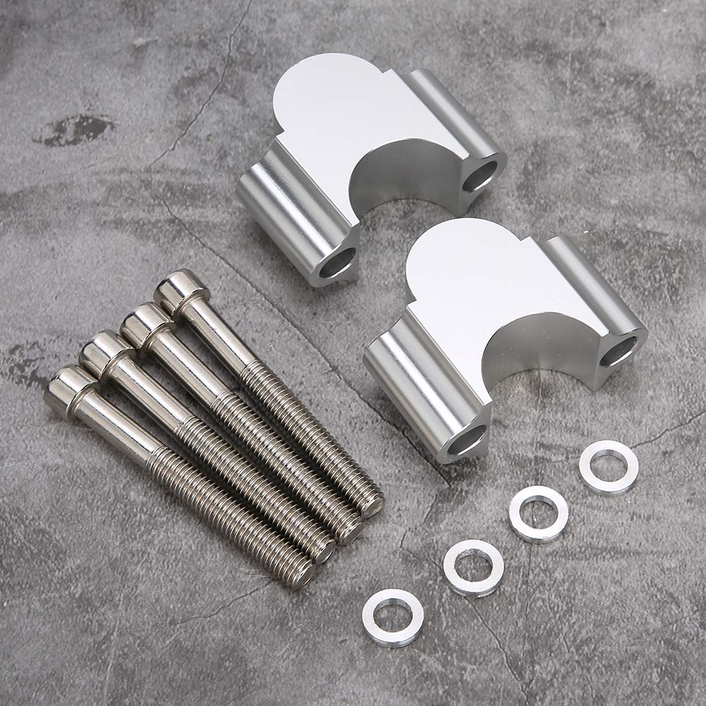 Réhausseur de guidon, Qiilu 7/8in Aluminium Moto Guidon Riser, Guidon Riser Mount Clamp 28MM Hauteur Adaptateur pour Moto VTT(argent)