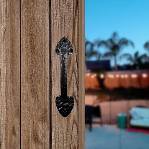 Vista 71 de Manija rústica de 8 pulgadas para puerta de granero, tirador de acero negro para puertas correderas, puertas, garajes, cobertizos, vallas, armarios