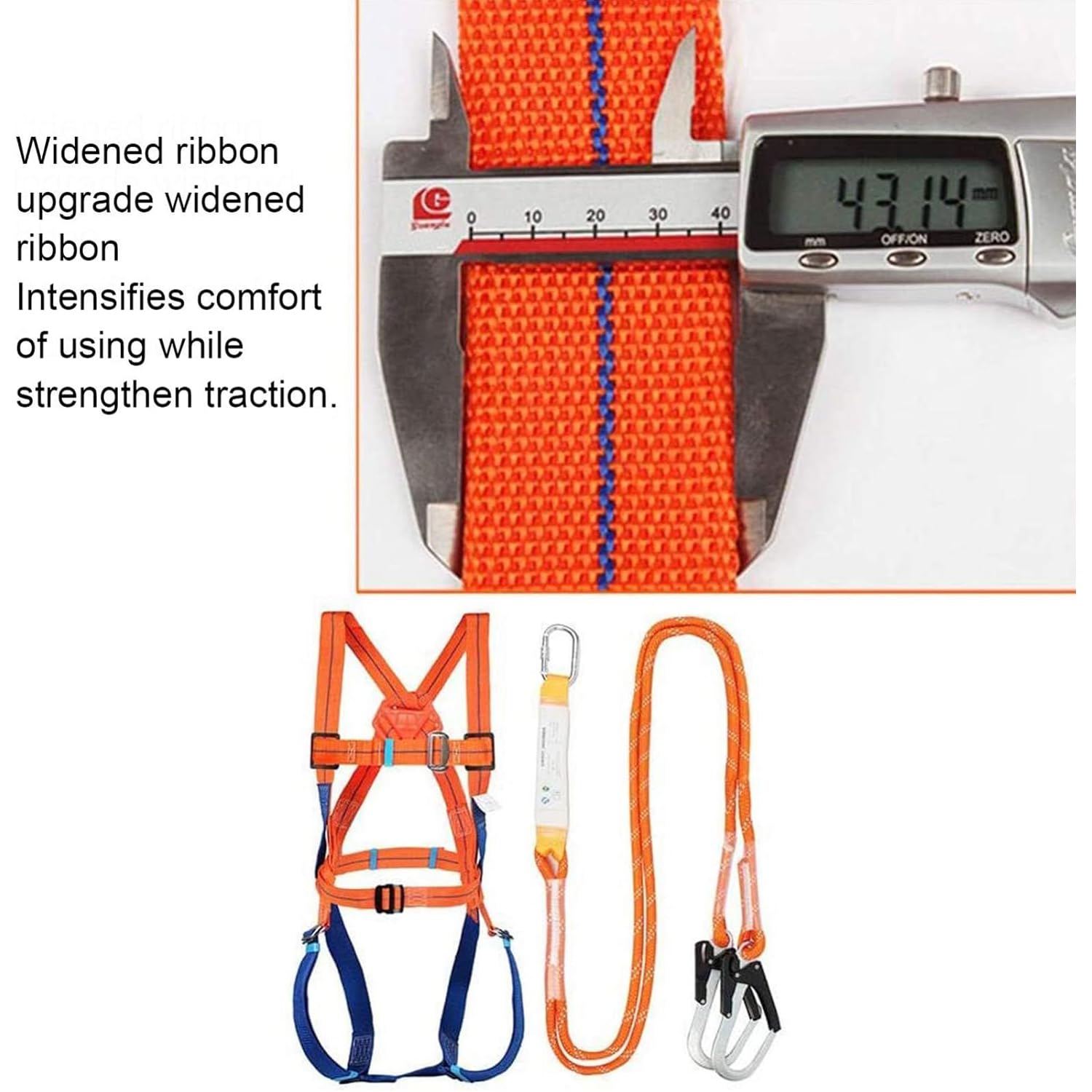 Ceinture SéCurité Anti-Chute, Kit Harnais de Protection Anti-Chutes Haute Résistance avec Sangle Harnais de Securite Anti Chutes Longe Réglable Equipée pour la Construction l'entretien