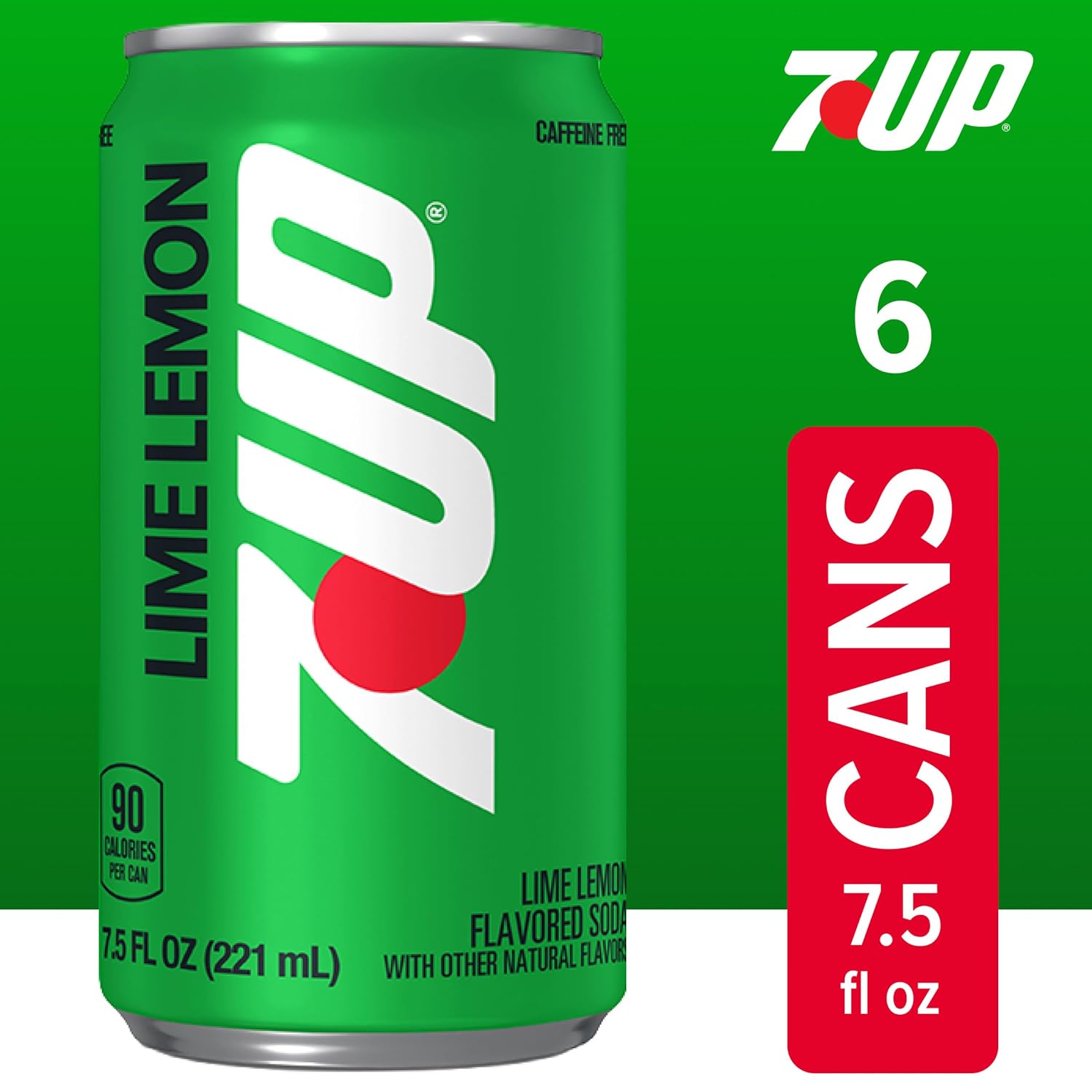 7UP Lemon Lime Soda, 7.5 Fl Oz Cans, 6 Pack image 5