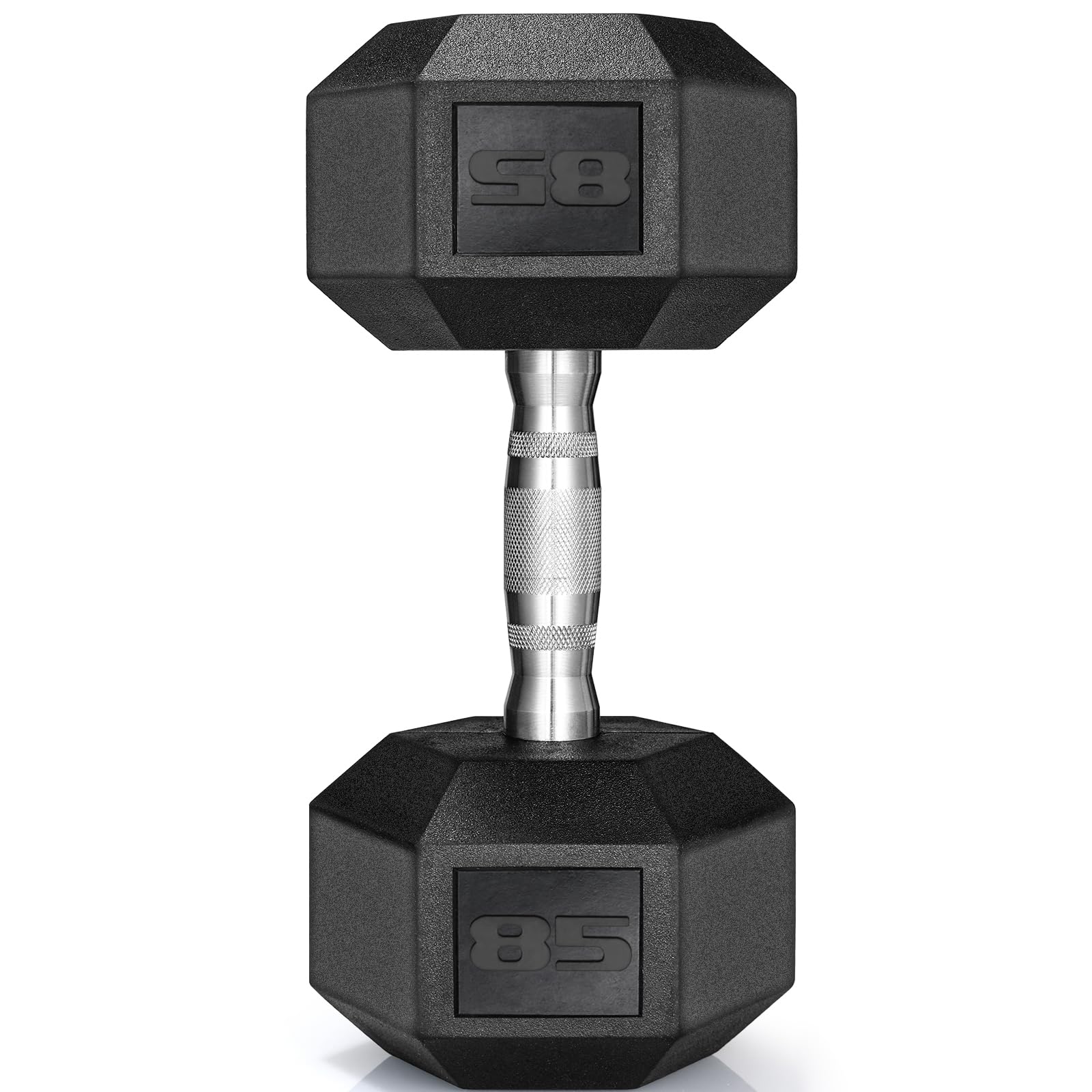 TLGREEN 30-85LB Single Dumbbell Rubber Coated Cast Iron Hex Black Dumbbells Weights Dumbbells Single