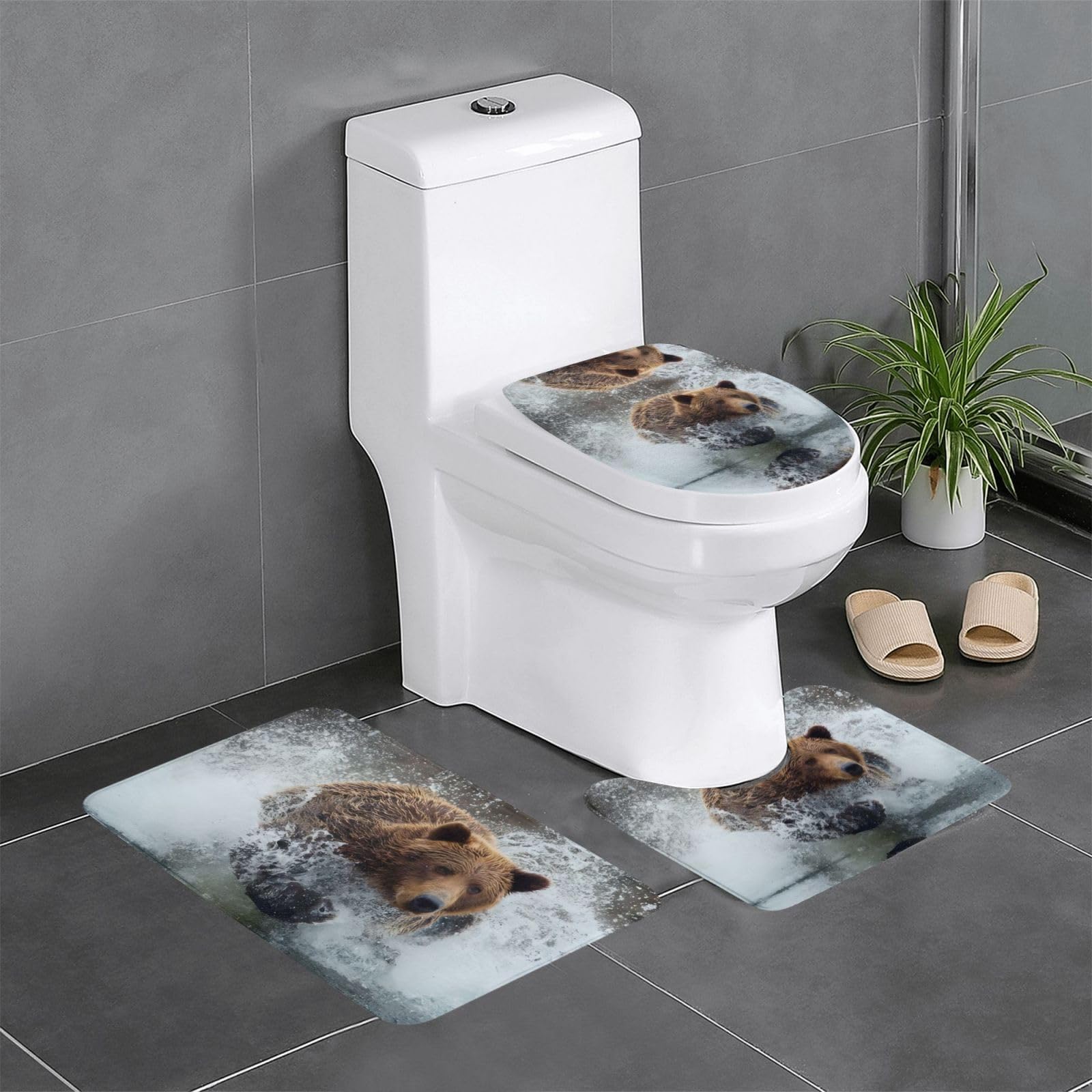 Tapis de bain absorbants ours lot de 3 pour maison et spa