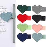 Vista 1 de 8 soportes de cuero con forma de corazón para bolígrafo, soportes autoadhesivos para lápices, para cuaderno, lazo elástico para calendarios