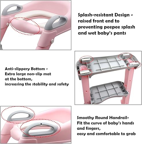Vista 75 de HTTMT - Escalones infantiles con asiento de bebé para baño, ET-BABY001/002 Verde