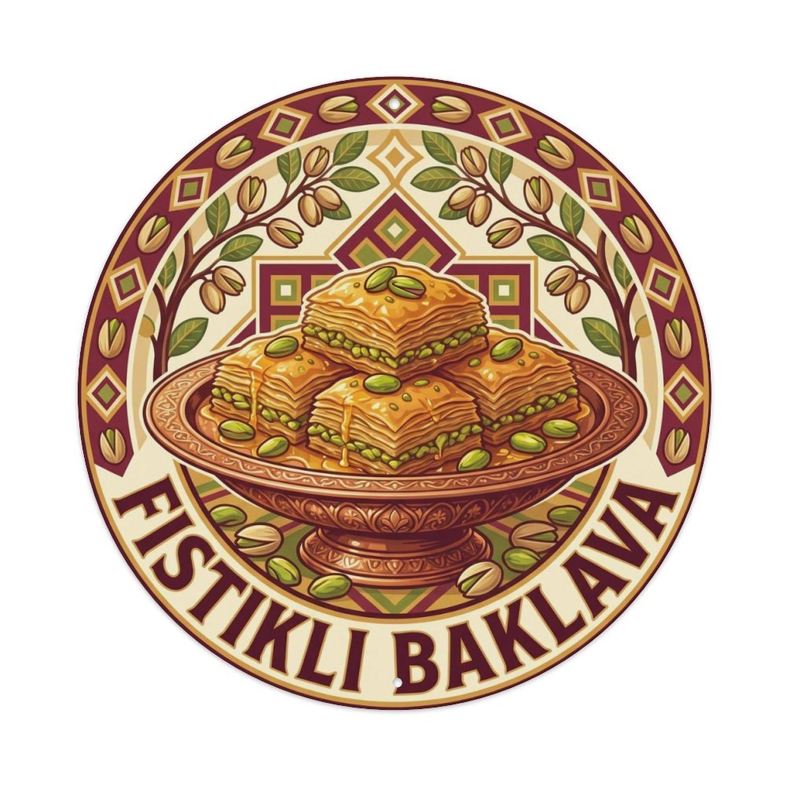Gaziantep Pistachio Baklava Cuisine Market Graphic Metal Tin Sign