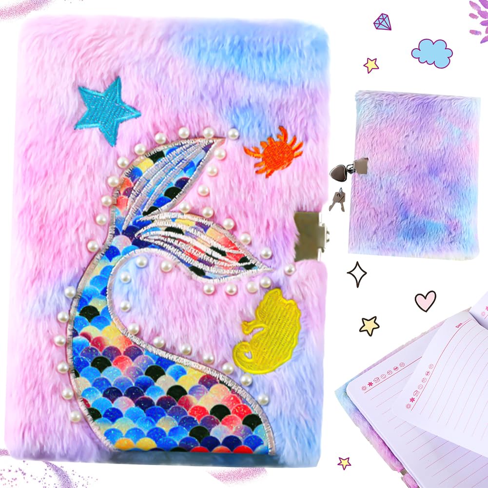 Carnet de Sirène Journal Intime à Paillettes Couverture Rigide Bloc-notes à Broderie