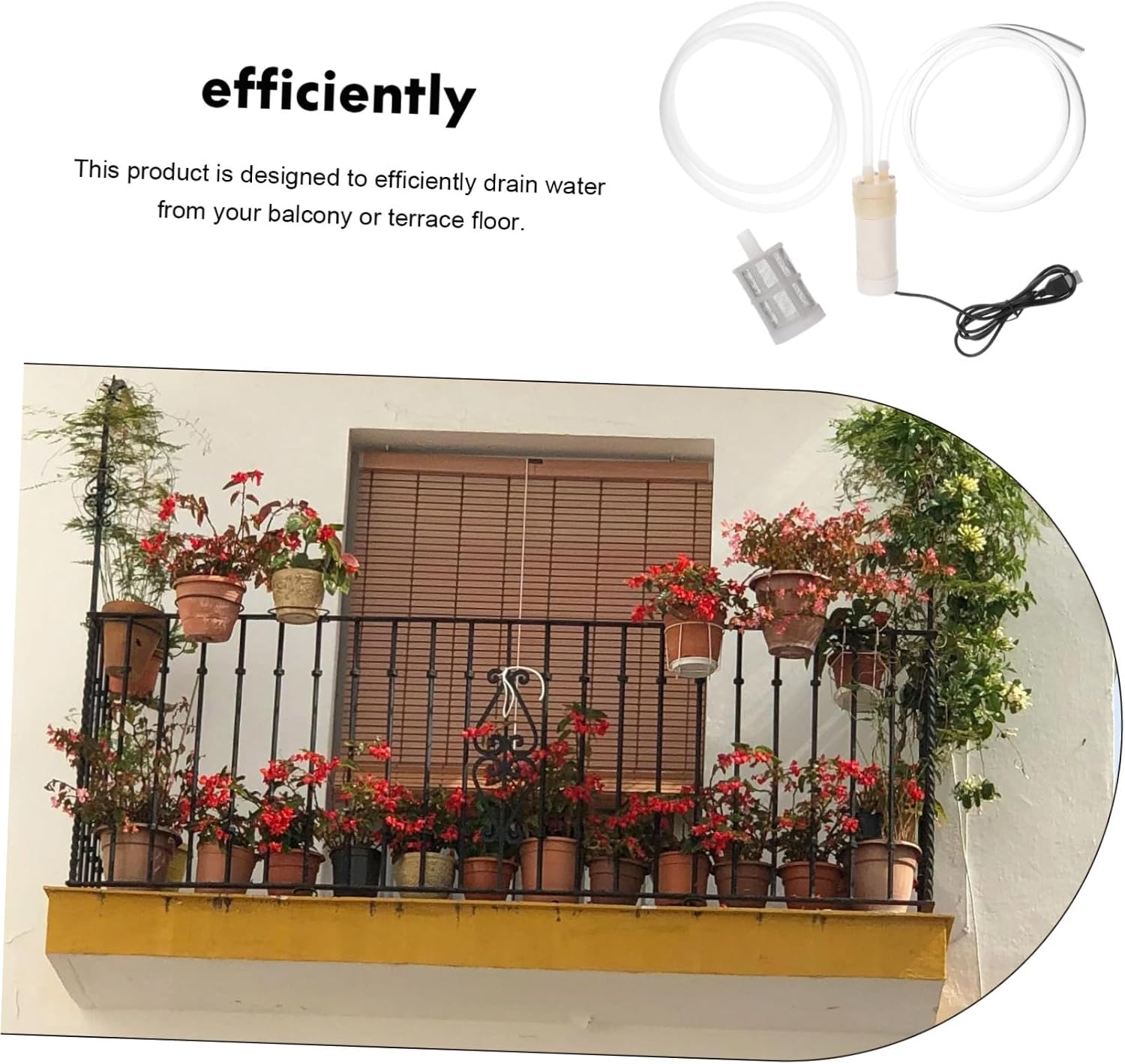 Portable Small Sump Pump for Efficient Water Drainage Usb Shell Design with Outlet Hose for Balconies and Outdoor Spaces