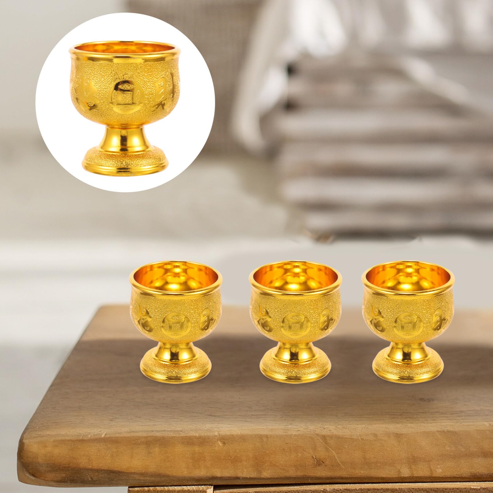 PRETYZOOM 6pcs The Holy for Buddha in The Ancestral Hall Sacrifice Cup Water Offering Cup Tabletop Wine Cup Temple Holy Cup Exquisite Wine Cup Multi-function Wine Cup Ritual Bowl
