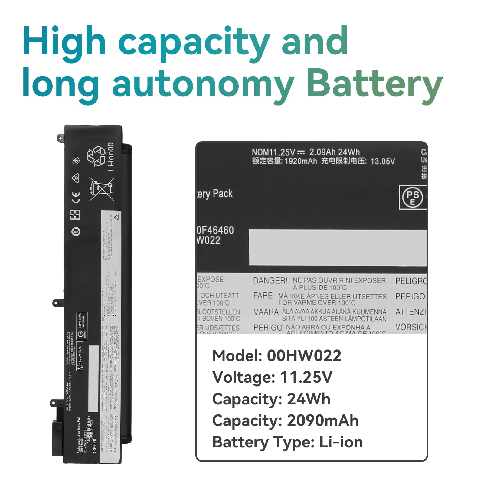 K KYUER 24Wh 00HW022 00HW023 Batterie pour Lenovo ThinkPad T460S T470S 20FA 20F9 20HF 20HG 20JT 20F9003SGE 20FA003GGE 20F90042GE 20FA0046PB 20HGS00V00 20HF004UGE 00HW036 SB10F46460 SB10F46461 Battery